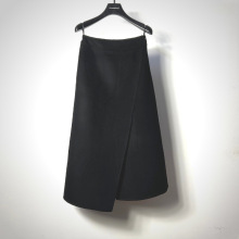 【CP】设计师品牌专柜正品桑蚕丝兔绒澳毛混纺双面手工开叉半身裙