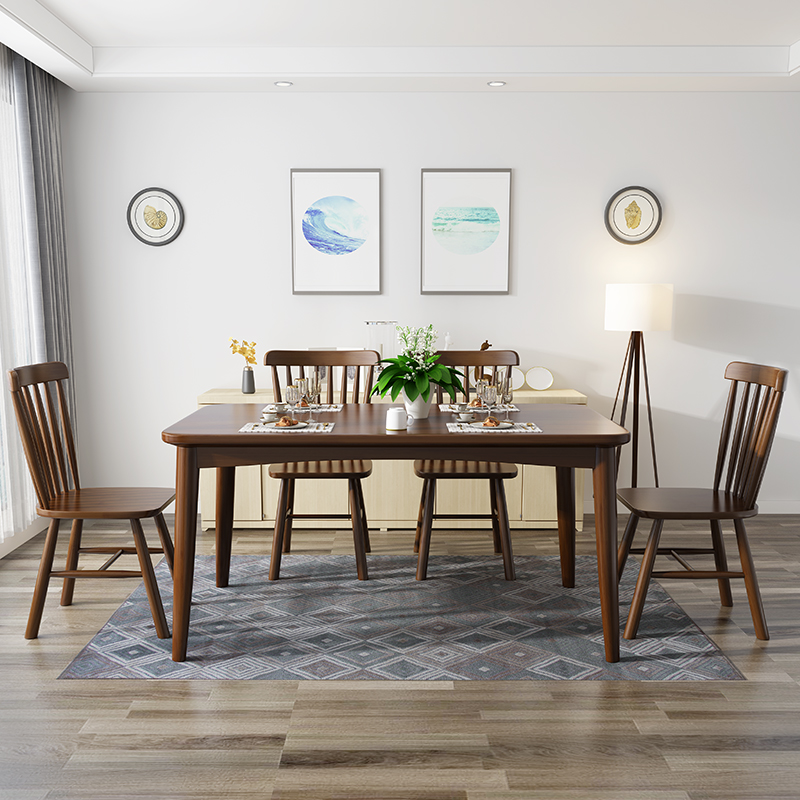 Mesa de comedor de madera sólida nórdica simple, pequeña mesa de comedor de madera sólida doméstica, mesa de comedor japonesa, mesa rectangular combinada