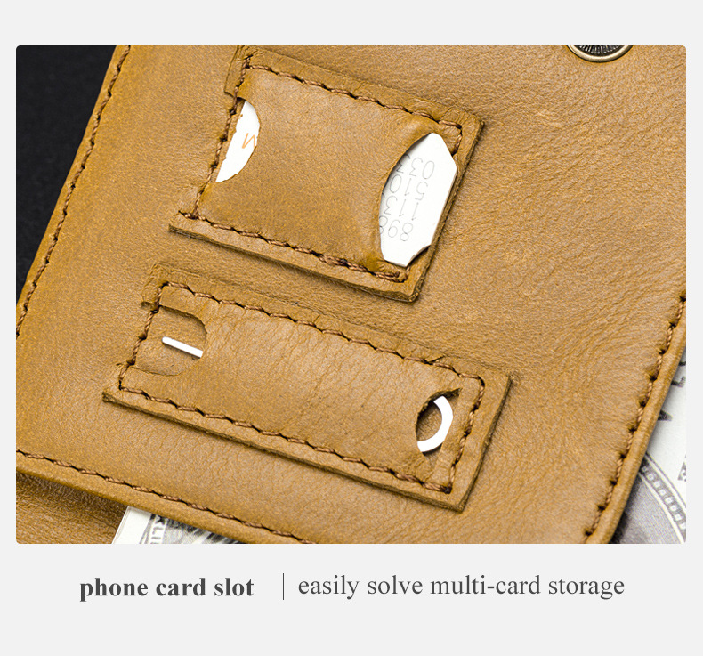 Ví đựng thẻ nam da bò thật chống trộm RFID siêu mỏng — Màu đen, Màu cà phê chi tiết 23