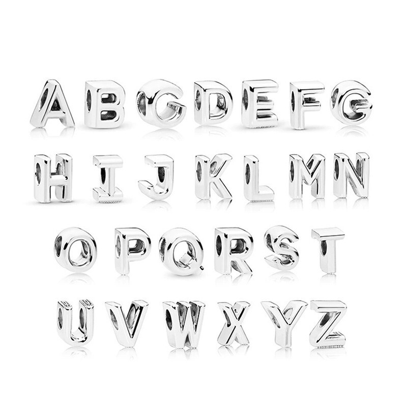 Pan Home Electroplated Alloy Silver Twenty-Six English Letters Beads Randomly Combined Bracelet Loose Beads Bead Accessories