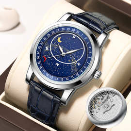 假机械男士手表金诗顿品牌星空腕表透底石英表防水男表直播爆款