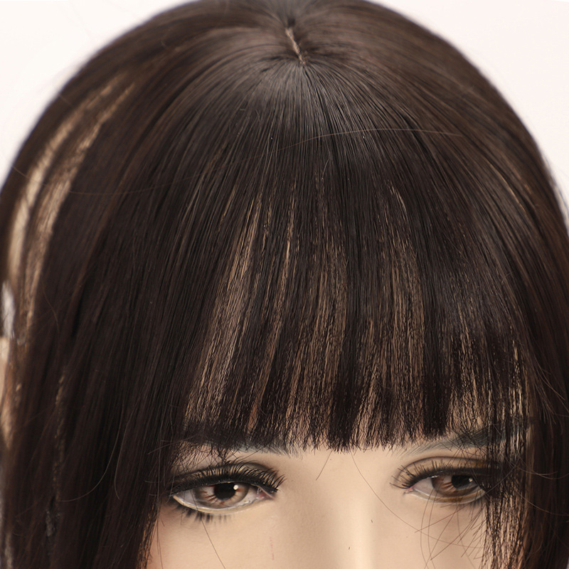 Pieza de peluca cabeza femenina cubierta de parche de pelo de seda mixta pelo blanco pelo esponjoso pelo escaso invisible flequillo de aire pieza de peluca