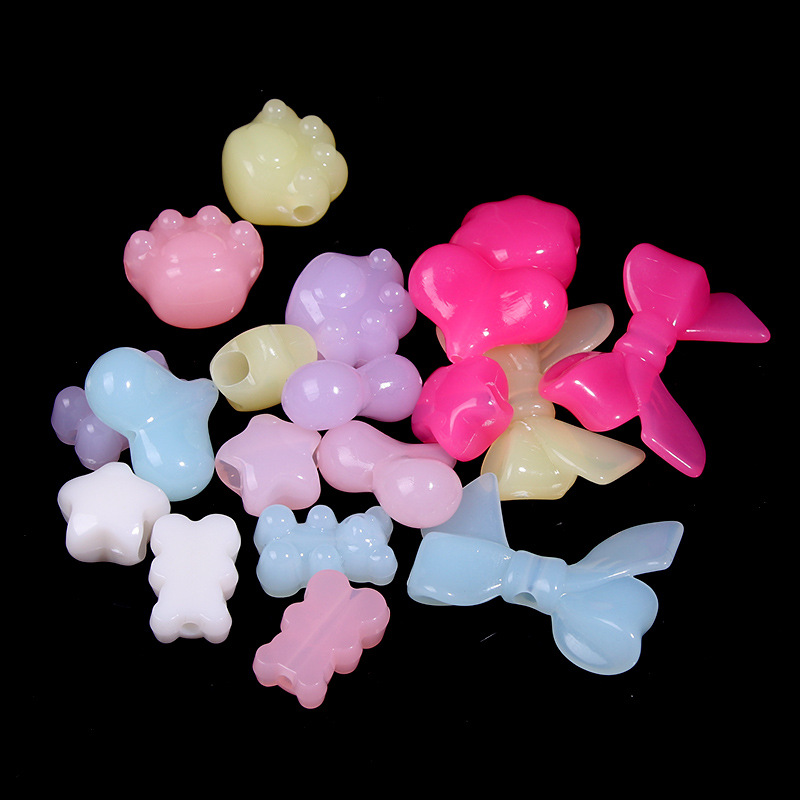 Acrylic Candy Color Bow Cat Paws Cartoon Shape Beads DIY String Bead Accessory Materials Wholesale