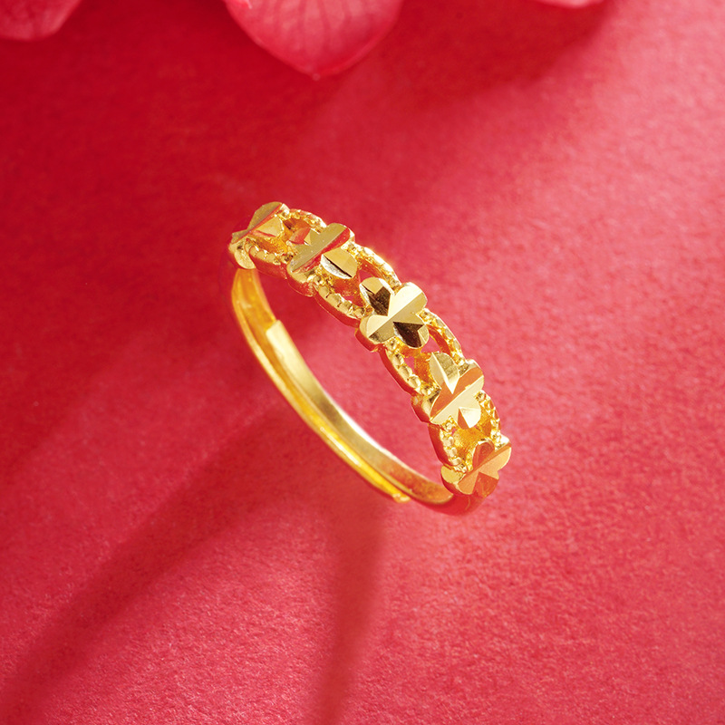 Anillo de oro arena no se desvanece durante mucho tiempo nicho diseño elegante simple moda anillo de las mujeres de acero de titanio de calidad de imitación de la joyería de oro