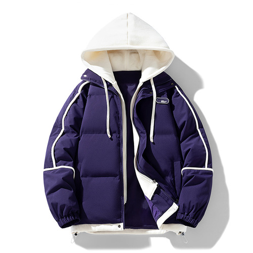 Thick padded jacket with faux two-piece bread suit MD8888