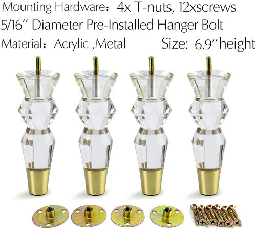 Cross-border acrylic sofa legs cabinet legs furniture hardware crystal cabinet legs modern style furniture legs bed legs