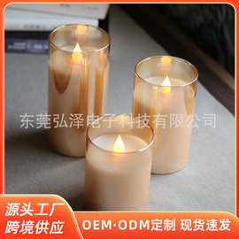 玻璃石蜡发光蜡烛不摇摆仿真火焰电子蜡烛生日婚礼派对浪漫装饰品