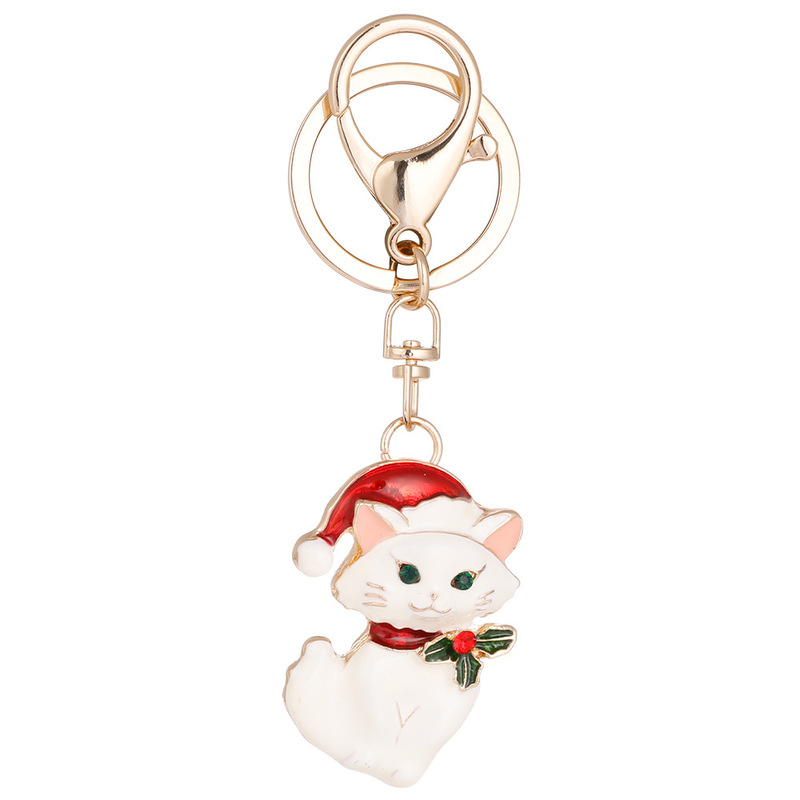 クロスボーダーかわいい風クリスマス猫ブローチキーホルダー両用個性キーチェーンバッグアクセサリー卸売り|undefined