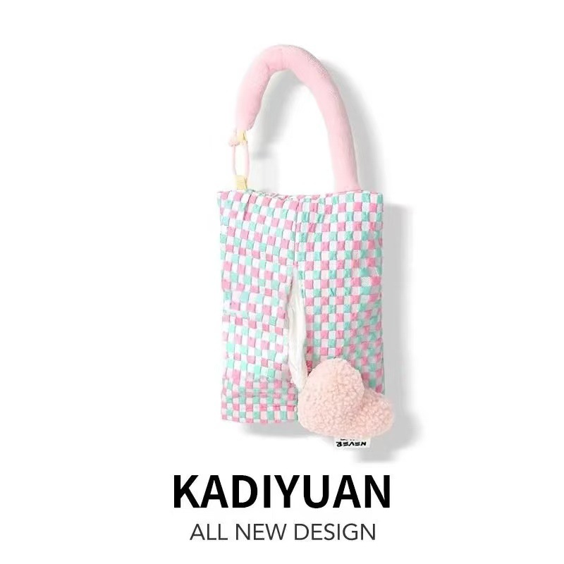 Car tissue bag hanging pouch with cute doodled dog design, car tissue box for use in the car, seat tissue bag, hanging tissue box