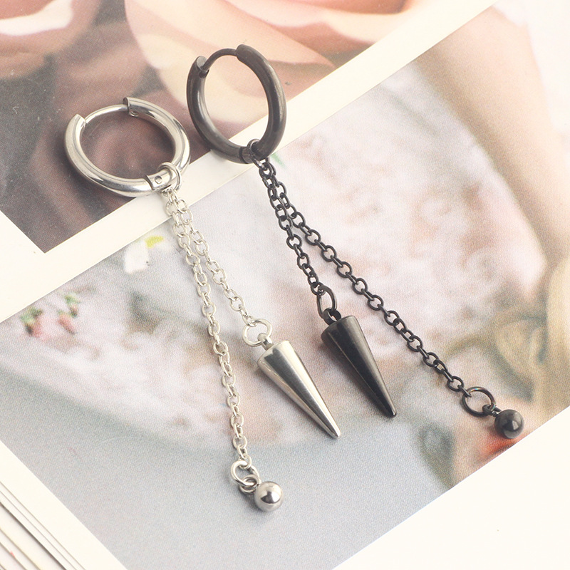 Black Men's Ear Clip Ear Stud Earrings Set 3 Pair Stainless Steel Fashion Jewelry detail image 24