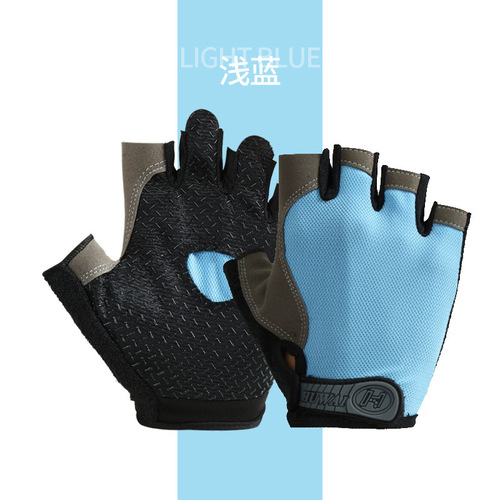 Fitness gloves for men and women, thin mesh, bicycle riding, half-finger, outdoor sports, breathable, non-slip, sunscreen A01-WB