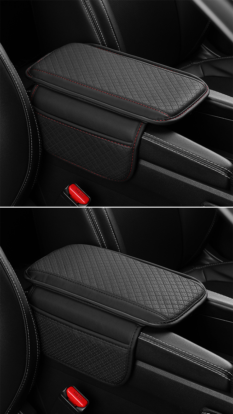 Car Armrest Box Heightening Pad, Anti-Slip Car Armrest Protective Pad, Multi-Functional Storage Bag, Leather Breathable Protective Pad
