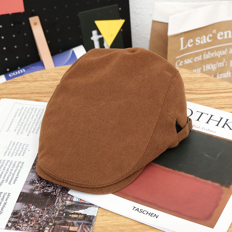 Sombrero de primavera y otoño sombrero delantero de sarga de moda coreana multicolor ajustable boina de terciopelo tridimensional al por mayor image 7