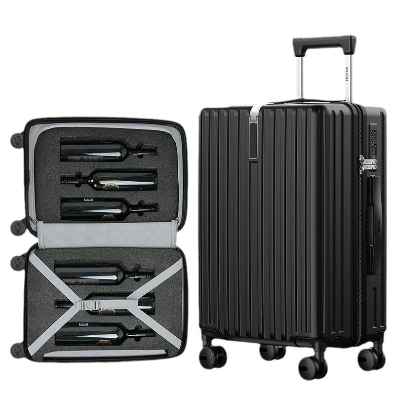 Vali nhựa PC chống rơi bánh xe đa năng khóa TSA 20/24/28 inch — Màu đen