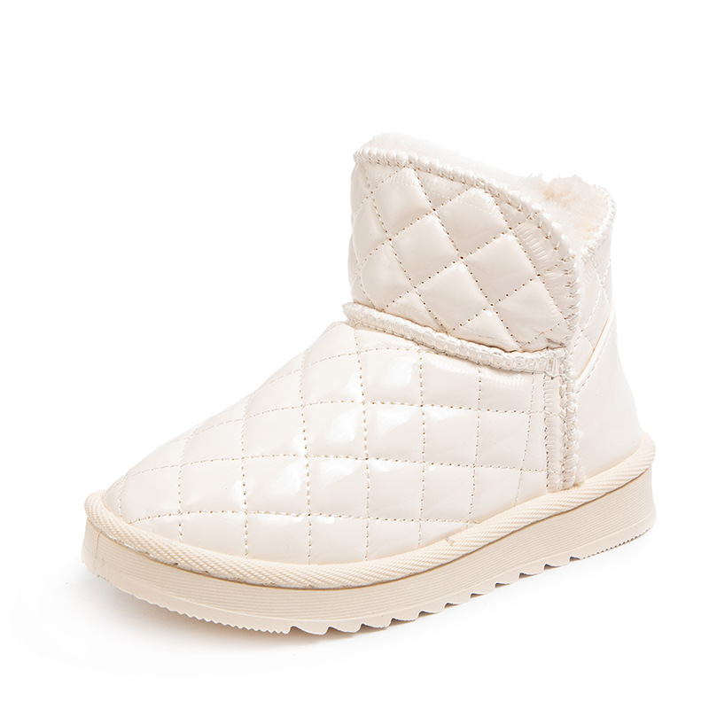 Botas de nieve para niñas zapatos de algodón para niños con forro polar 2022 nuevos Otoño e Invierno de cuero impermeable Botas cortas para niños botas de algodón cálido image 9