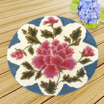 Wool Embroidery Floor Mat Crochet Embroidery | Avtomobil döşəmə paspasları - zd029-flower-38cm-white-net-cross