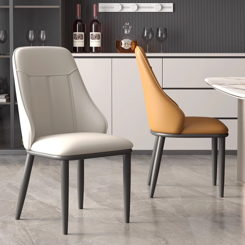 Silla de comedor de lujo ligera silla de cuero de respaldo doméstico italiano silla de comedor moderna silla de comedor en línea silla de comedor con respaldo alto