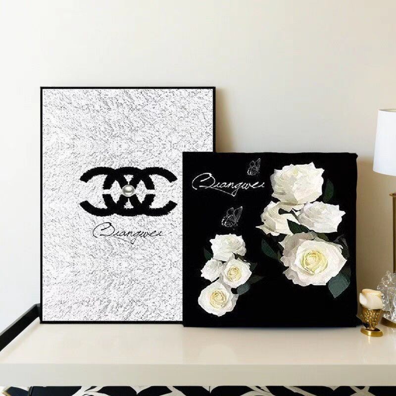 Scandinavian Ins Small Fragrance Decorative Painting Camellia Table Tv Cabinet Bedside Shoe Cabinet Painting Bedroom Abstract Ornaments