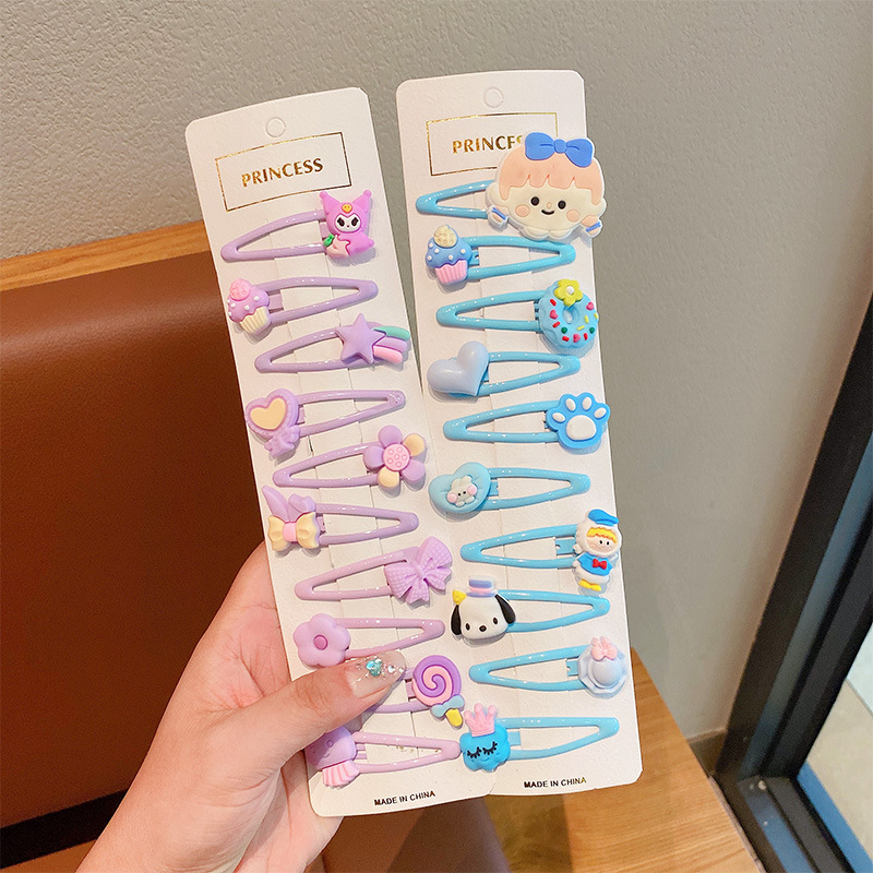 Clip de cabello auténtico para niños, clip de cabello rotos para chicas, clip de cabello no dañado, tarjeta de cabello de fresa, cartón de dibujos animados, clip de cabello lateral para bebés.