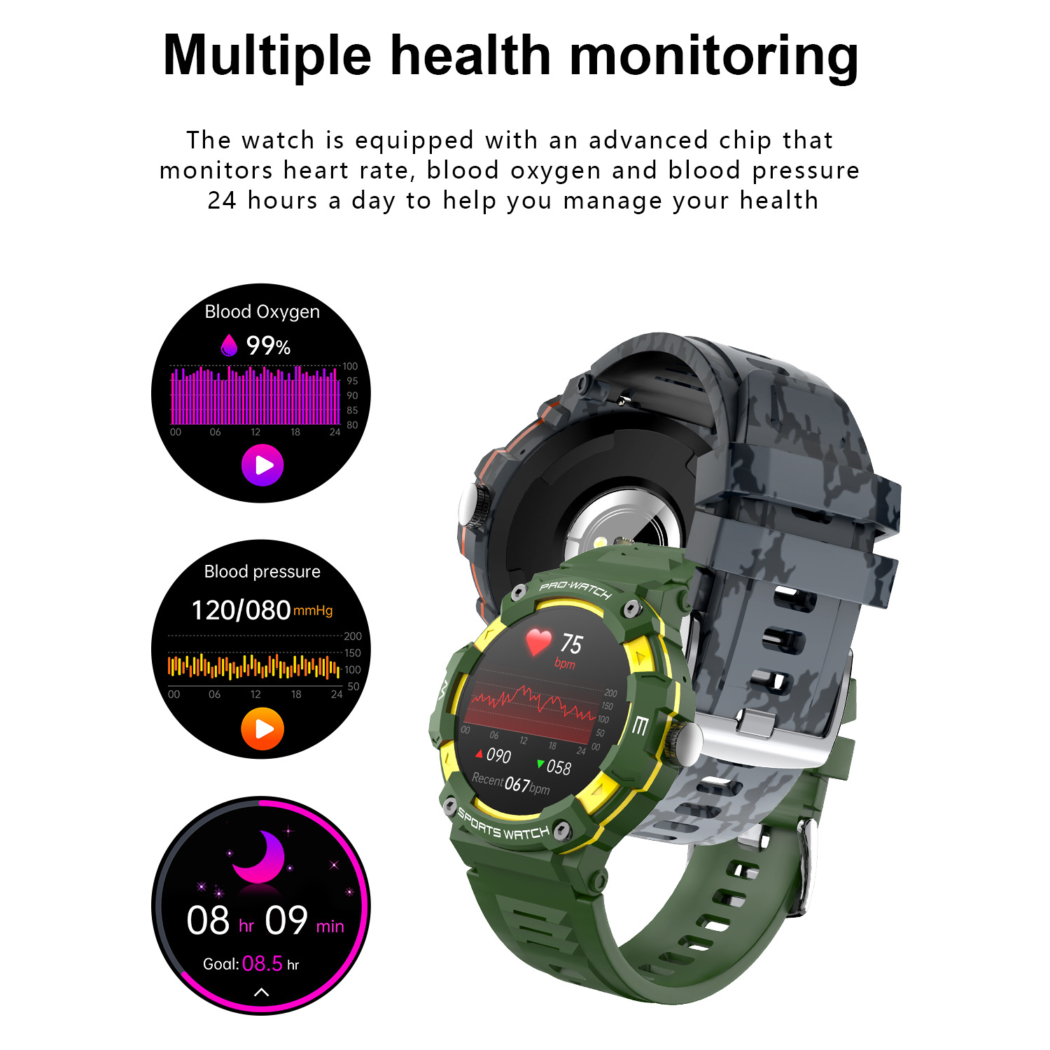 G206 Smartwatch 2,01 Zoll Bluetooth Talk Herzfrequenz Blut_voghion.com