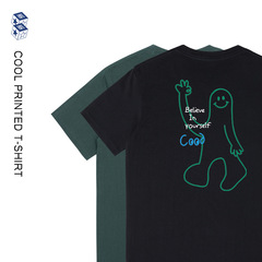 メンズ夏用シンプルラインプリントTシャツ半袖男女兼用insトレンドブランドプリント同型純綿トップス白Tシャツ