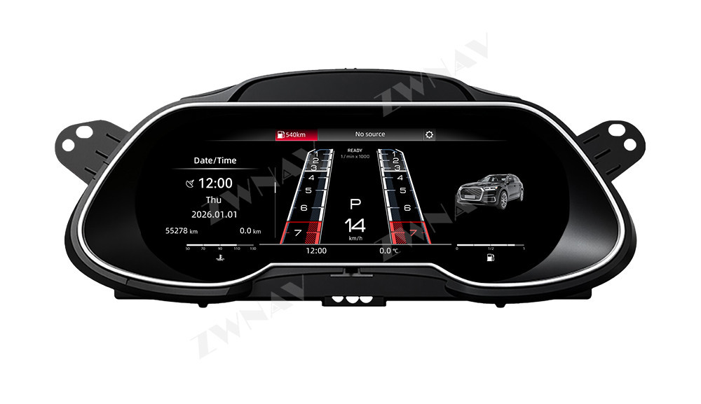 Suitable for 2009-2016 Audi A4L models, this is a complete LCD instrument cluster upgrade, featuring a multi-functional car odometer and speedometer