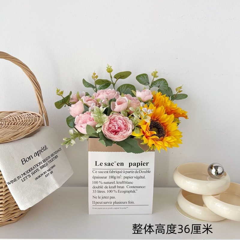 向日葵仿真花花束场景布置摆件桌面装饰花艺成品干花假花仿真花|undefined