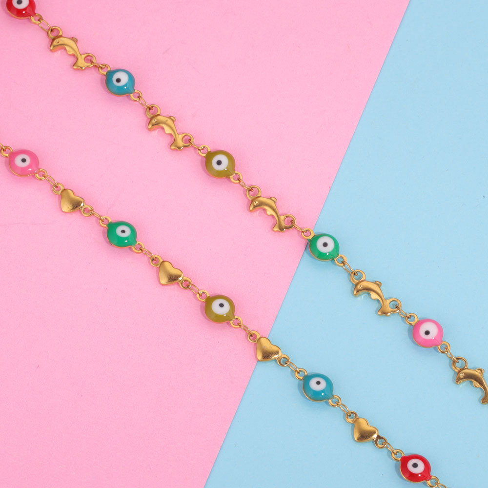Acero inoxidable aceite goteo cadena hecha a mano DIY Ojo del Diablo oro real galvanoplastia joyería accesorios titanio acero collar cuerda pulsera