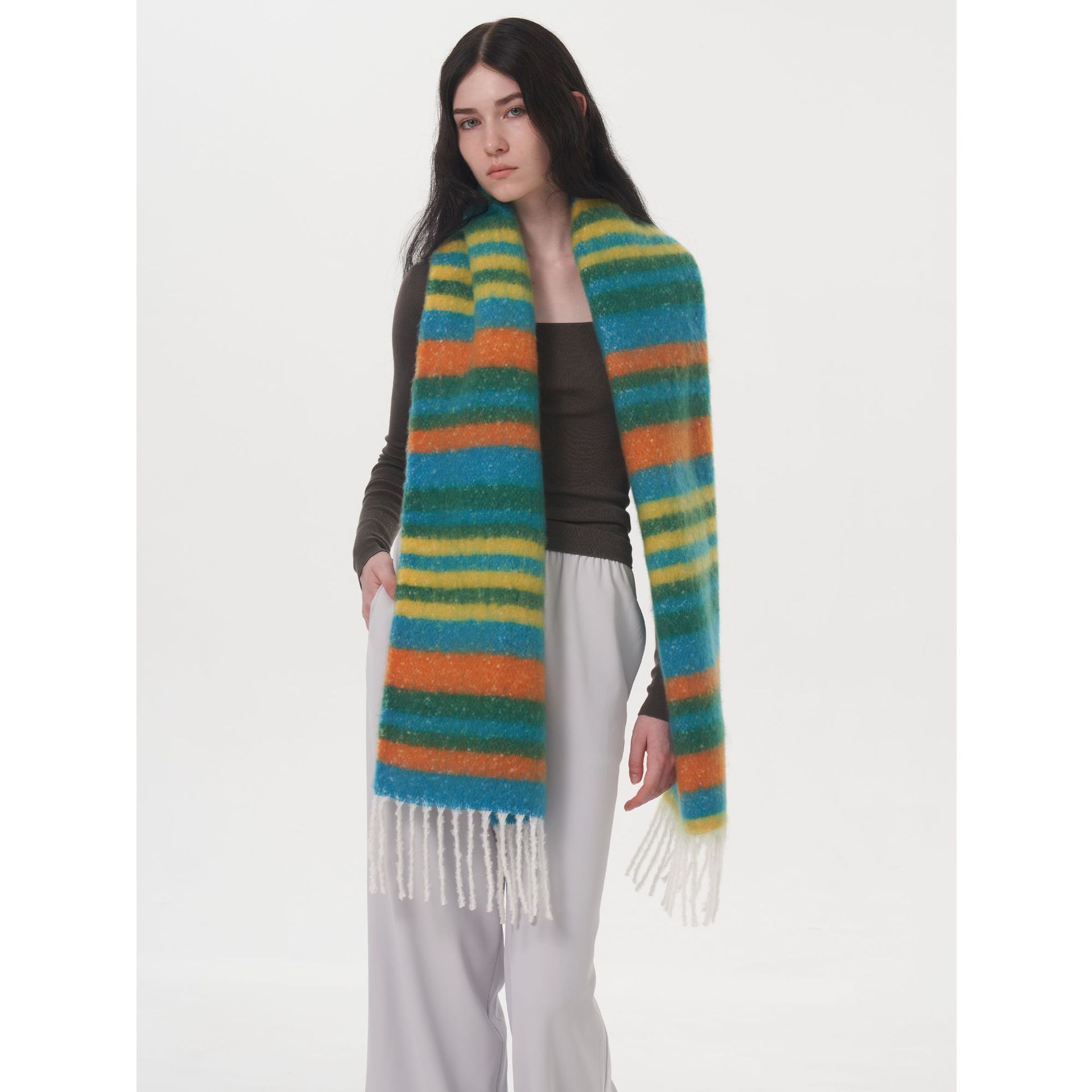 Sciarpe da donna Sciarpa invernale per donna, stile South designer, nuova sciarpa scozzese calda e spessa in cashmere tipo dopamina_voghion.com