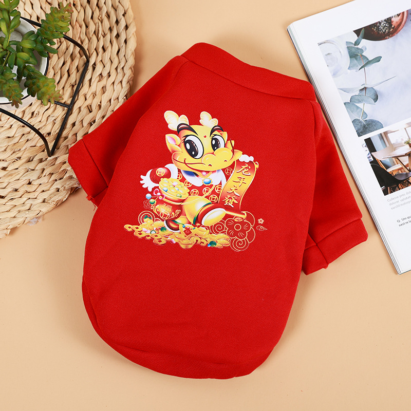 Ropa para gatos y perros Otoño e Invierno Año Nuevo ropa para perros ropa para mascotas perro cálido perro gatito festivo lindo rojo