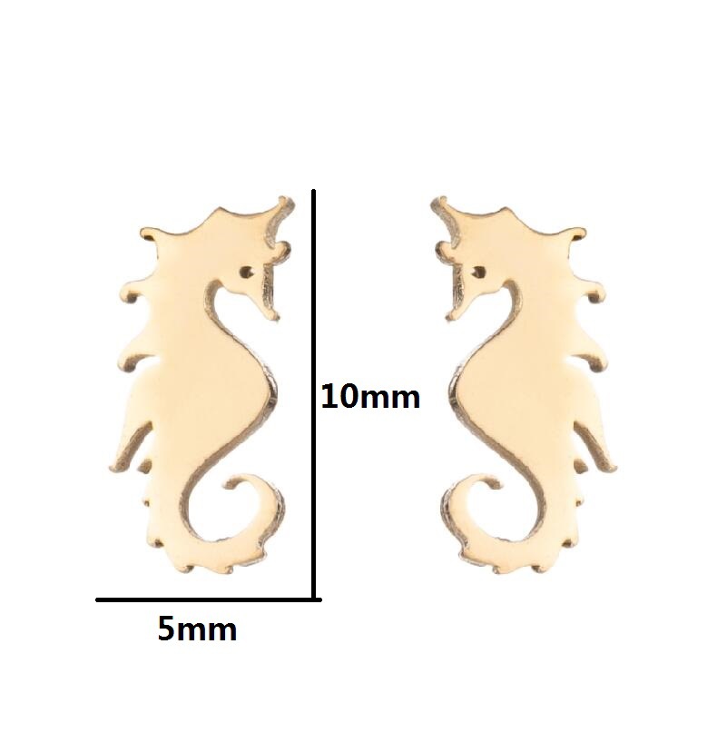 Women's Fashion Hippocampus Stainless Steel No Inlaid Ear Studs Stainless Steel Earrings display picture 1