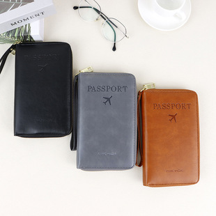 2025 New Leather Women's Long Passport Holder Rfid Document Bag Large Capacity Casual Fashion Multifunctional Wallet