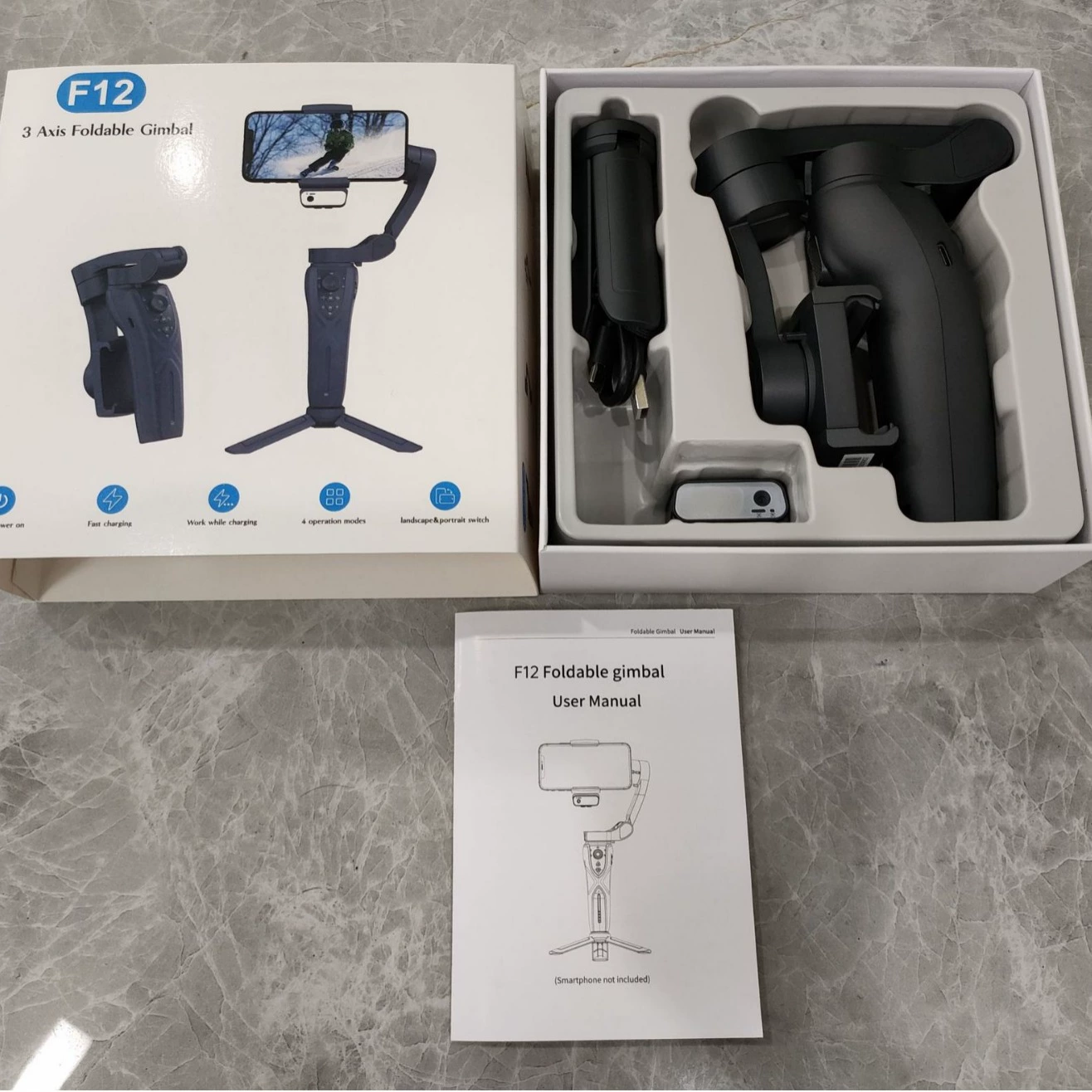 Stabilizator F12 ручной с тремя осями для мобильного телефона, анти-дрожание, сетевая красная трансляция, распознавание лица, анти-дрожание, съемка, Vlog стабилизация