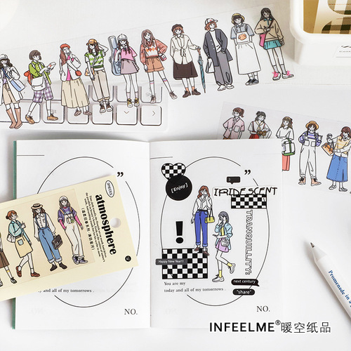 infeelme PET sticker set Gentle Old Days series Japanese casual girl handmade diary decoration material 3 pieces included