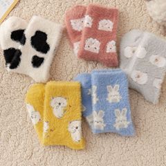 Mink velvet socks for women in winter plus velvet thickened mid-calf socks coral velvet sleep floor socks confinement socks towel snow socks