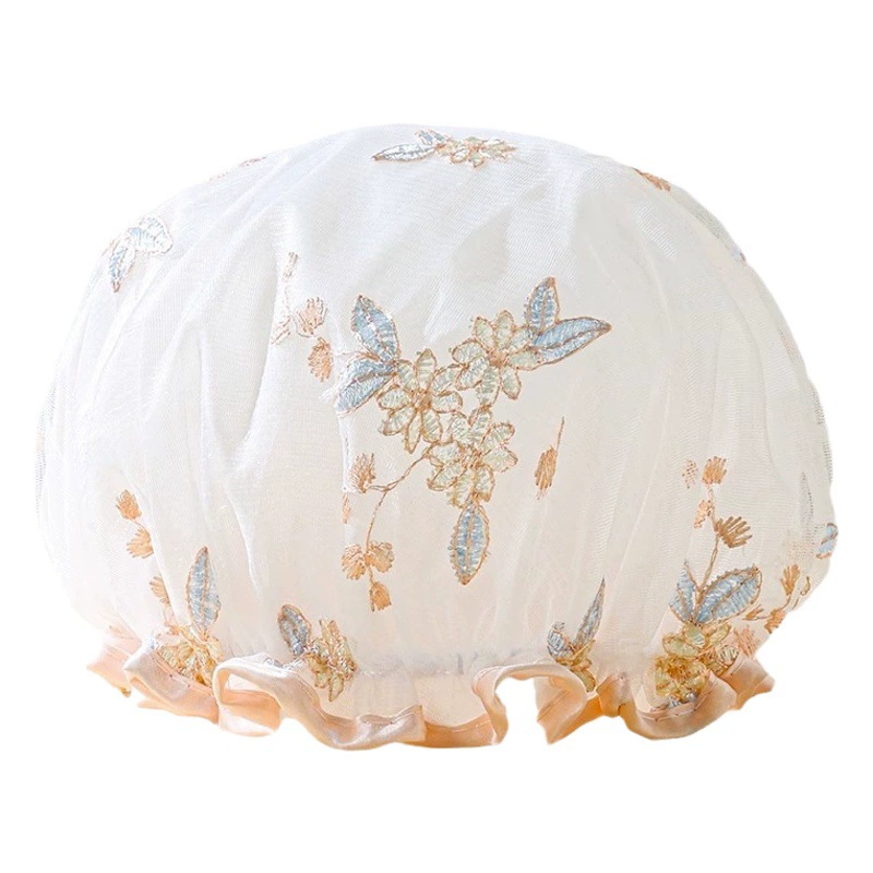 Вышитая шапочка для душа ручной работы, двухслойная утолщенная Водонепроницаемая ванна, бытовые сухие волосы, взрослая Детская Женская дымовая шапка, пленка для волос