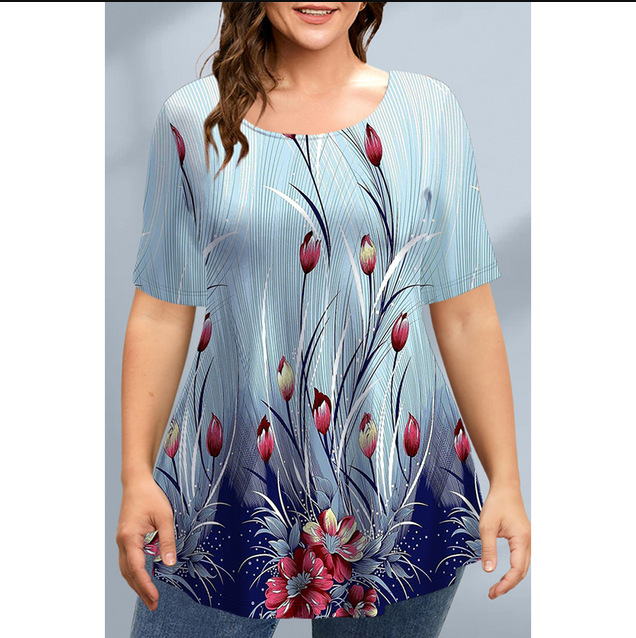 Irregular Hem Printed T-Shirt Dress - Figure 2