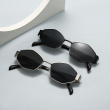 跨境新款菱形眼镜凯旋门时尚网红墨镜金属小框多边形遮阳太阳镜