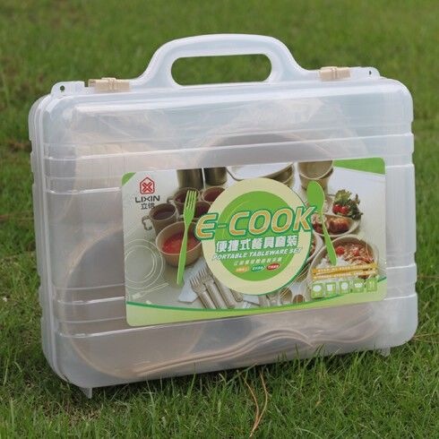 Outdoor Tableware Set for Four People, Bowls, Chopsticks, Forks, Portable 24-Piece Set, Camping Eco-Friendly Picnic Bag Set Outdoor Tableware Set for Four People, Bowls, Chopsticks, Forks, Portable 24-Piece Set, Camping Eco-Friendly Picnic Bag Set