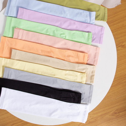 Summer Solid Color Ice Silk Sleeves Outdoor Cycling Fishing Sun Protection Arm Sleeves Men and Women Anti-UV Ice Sleeves Wholesale