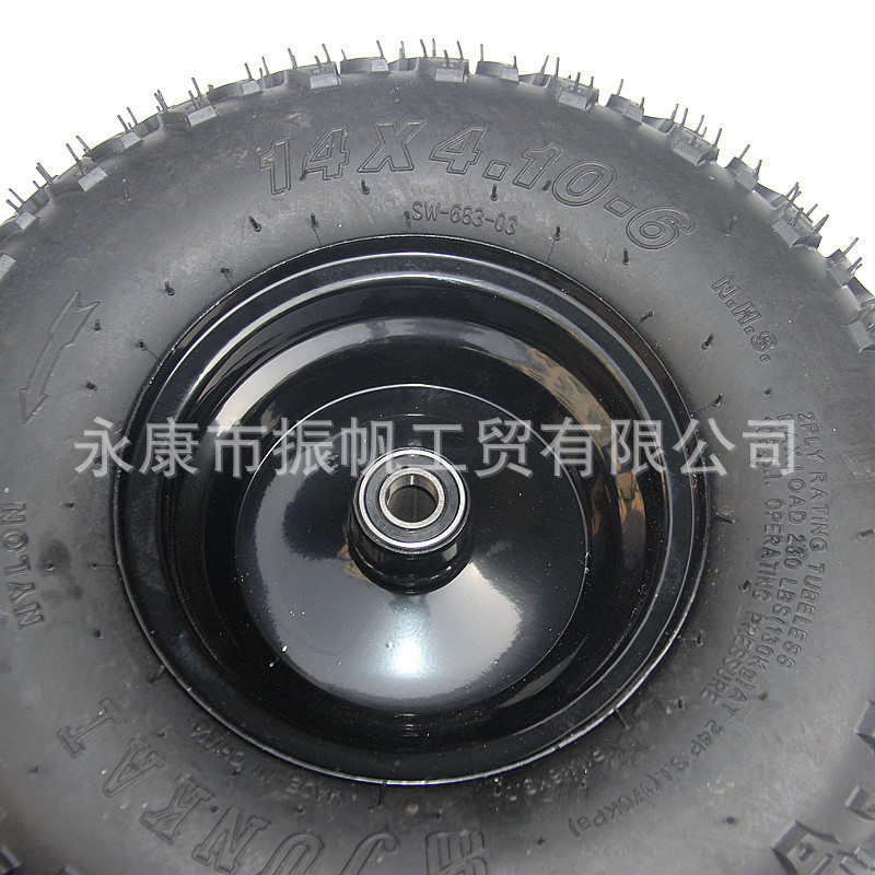 Four-Wheel Go-Kart Steering Wheel Electric Vehicle 14X4.10-6 Vacuum Off-Road Tire with 6002 Bearing Front Hub