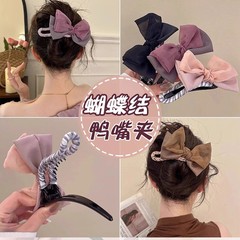 夏季网纱双层蝴蝶结发夹头饰2025新款高级感后脑勺头发鸭嘴抓夹女