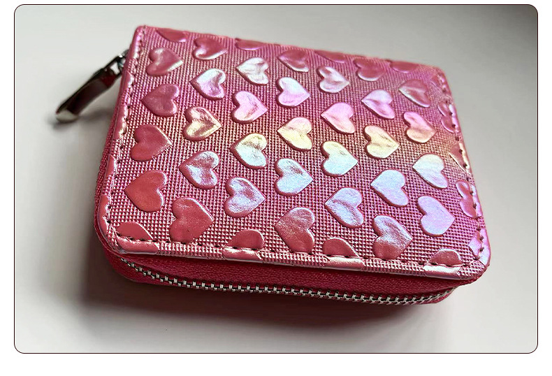 54g Weight Zipper Closure Type Small Wallets Bags Type 1 Piece Quantity Daily Occasion Pu Leather Material Heart Shape Pattern All Seasons Season Women's Gender Simple Style Style Square Shape Women's Heart Shape Pu Leather Zipper Small Wallets