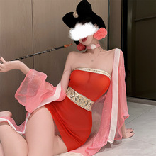 情趣内衣性感纯欲风古装汉服抹胸狐妖妲己包臀裙制服诱惑睡衣睡裙