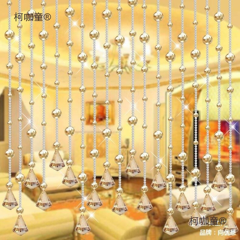 Gold Champagne Feng Shui Curtain Living Room Partition Aisle Decoration Crystal Bead Curtain Loose Beads DIY Handmade Beaded Door Metabo