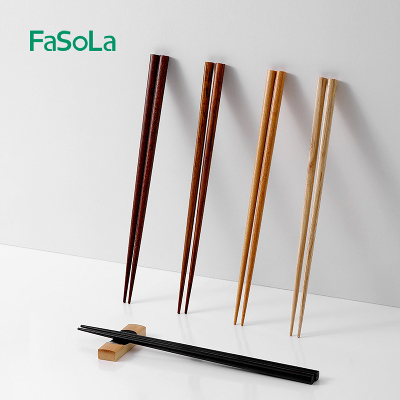 FaSoLa 가정용 고급 Jinfu 단단한 나무 젓가락 5 쌍 천연 통나무 1 젓가락 가정용 식기