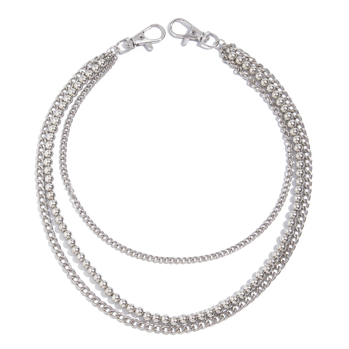 Hip-Hop-Hose mit runden Metallperlen, trendige Mode, vielseitige Jeans für Herren mit Taillenkette_voghion.com