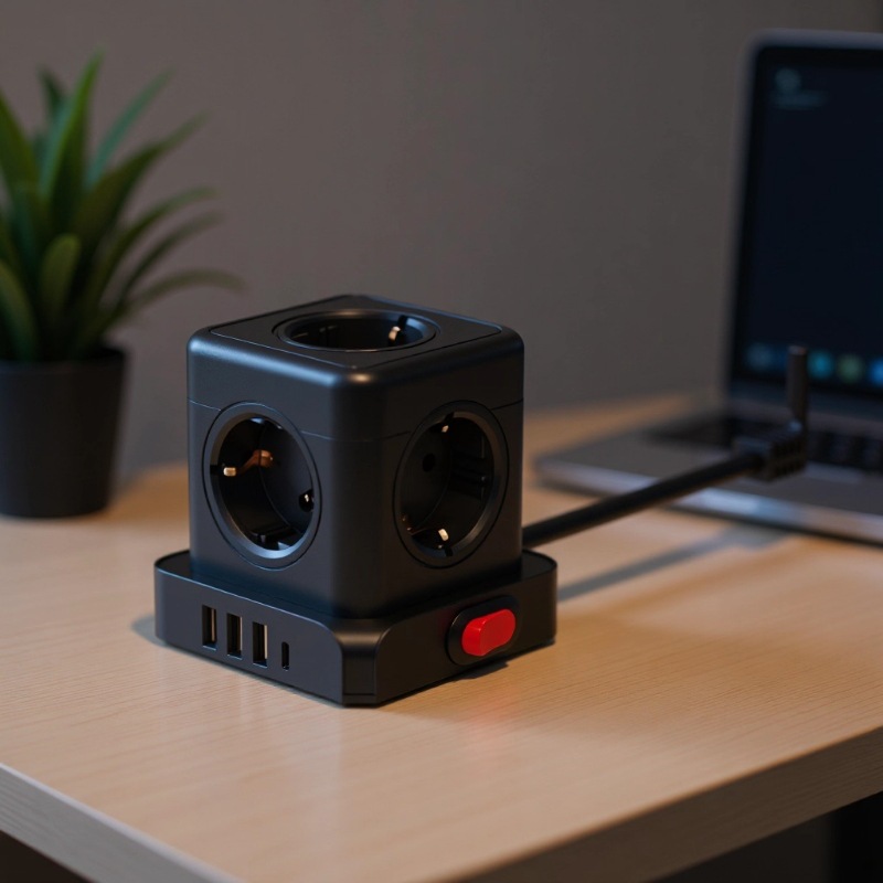 亚马逊热销德国GS插座转换器带开关韩国KC认证排插智能创意插线板