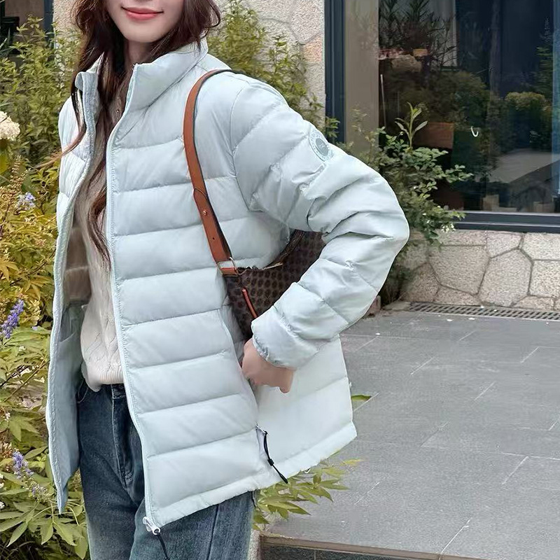 90白鸭绒立领排骨薄款羽绒服女短款2025年秋冬新款小个子情侣外套|undefined