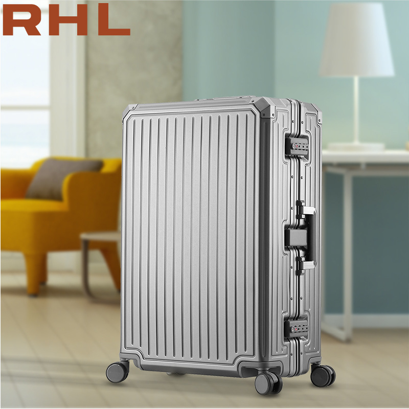Japanese quality factory direct sales aluminum frame trolley case, 20/26 inch travel suitcase, men's and women's wear-resistant combination lock case luggage.